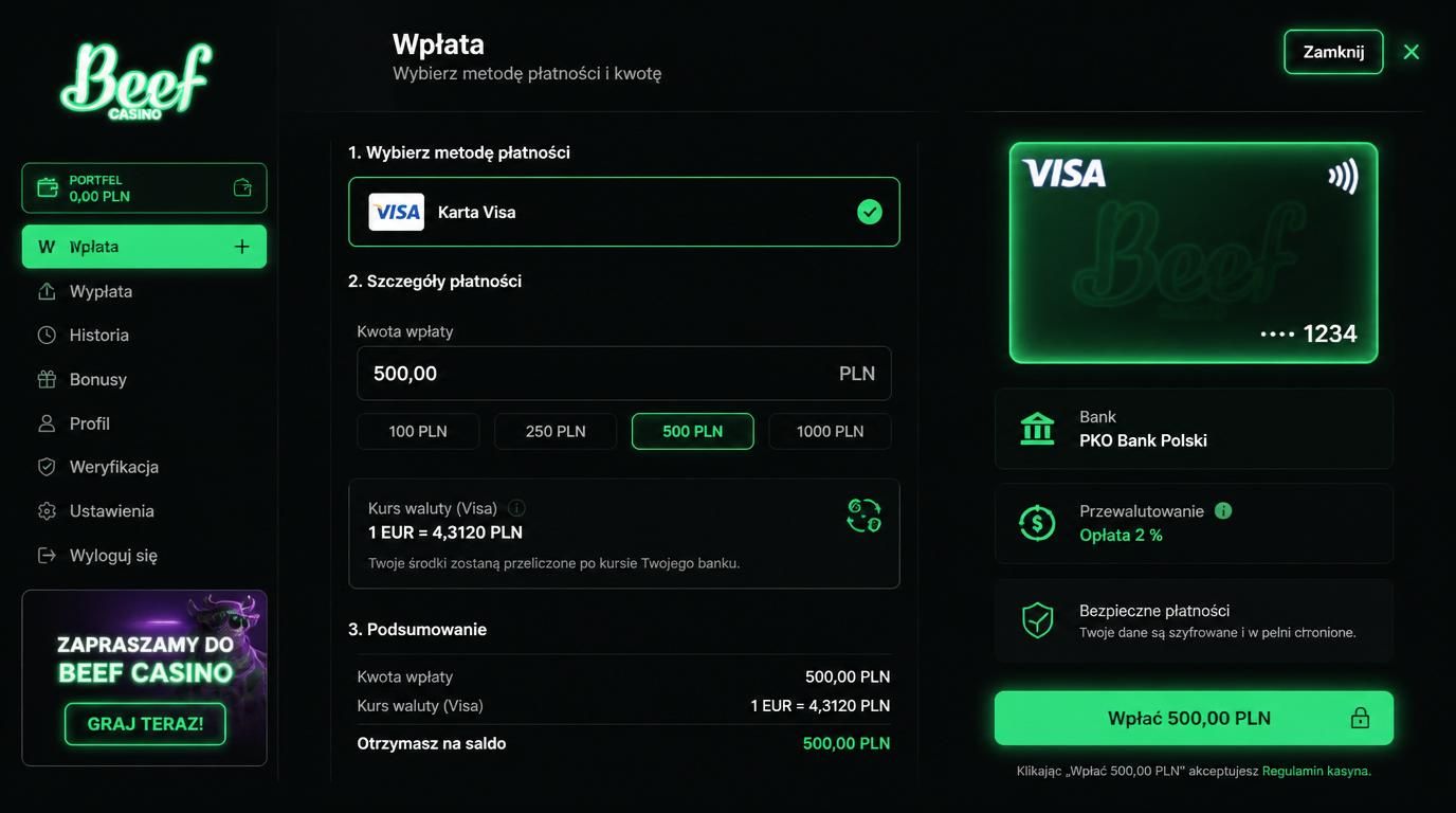 Ekran z informacją o rzeczywistych kosztach wpłaty